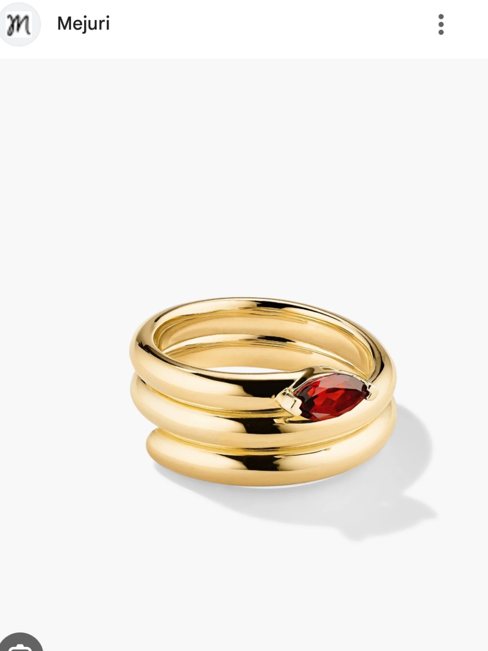 Mejuri Boa Gemstone Coil Ring Garnet (Ring Size: 8)